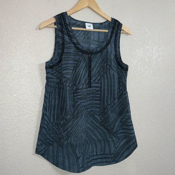 CAbi Blue Beaded Tank Top Blouse Size S - Picture 3 of 6